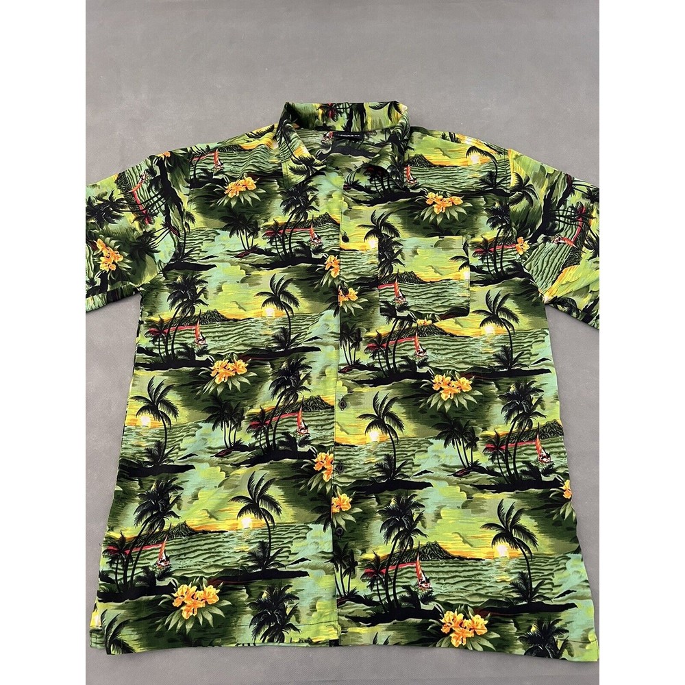 Vintage Pacific & Co Mens Large Hawaiian Pattern Button Down Casual Shirt